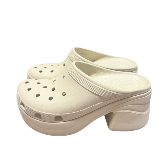 New Crocs Siren Clog Platform Block High Heels Bone/Biege Slip On Womens Size 12 - Picture 5 of 7